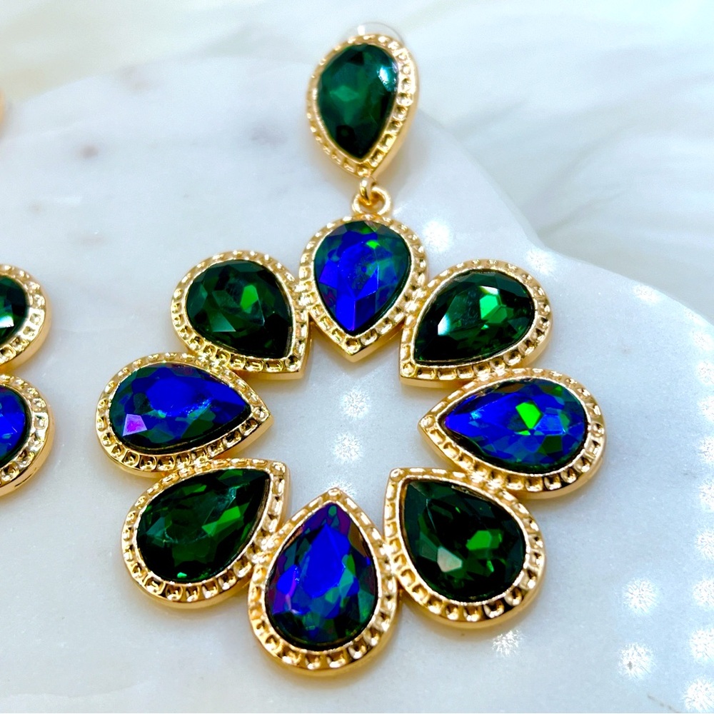 Gold and Jewel-Toned Teardrop Earrings - Picture 5 of 5